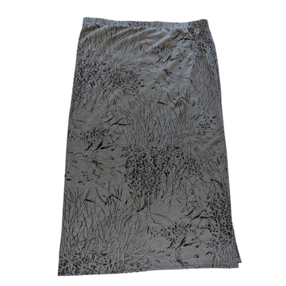 In Due Time Maternity Skirt Heather Grey with Black Floral Stretchy* Sz XL - Picture 1 of 9